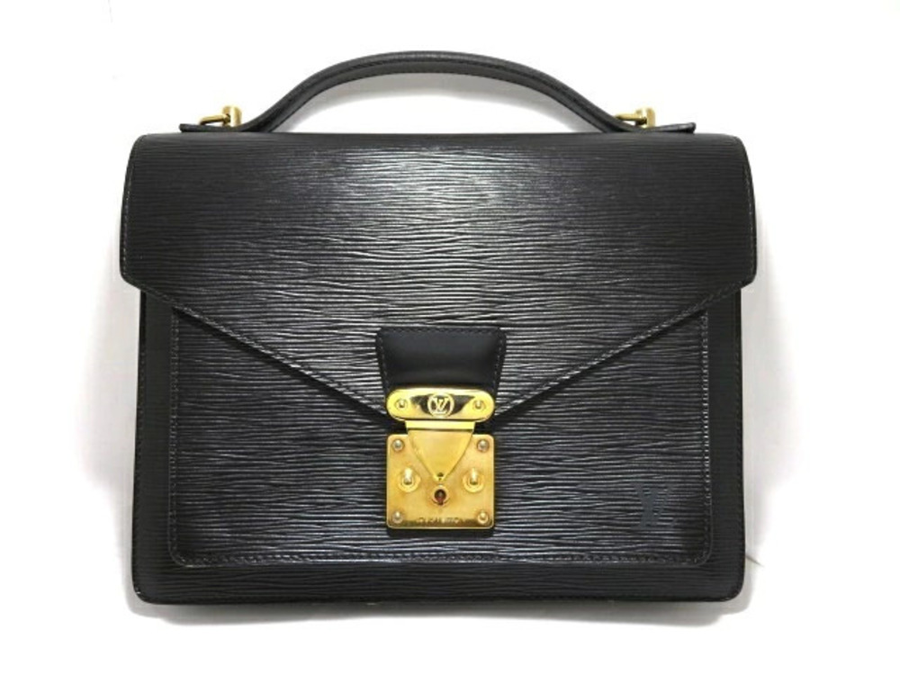 LOUIS VUITTON Handbag Monceau Epi Noir Black